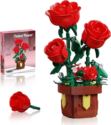 Rosa roja de bloques para armar